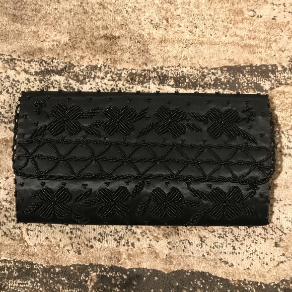 Vintage 1980’s Handmade Goldco black beaded clutch - Picture 1 of 4